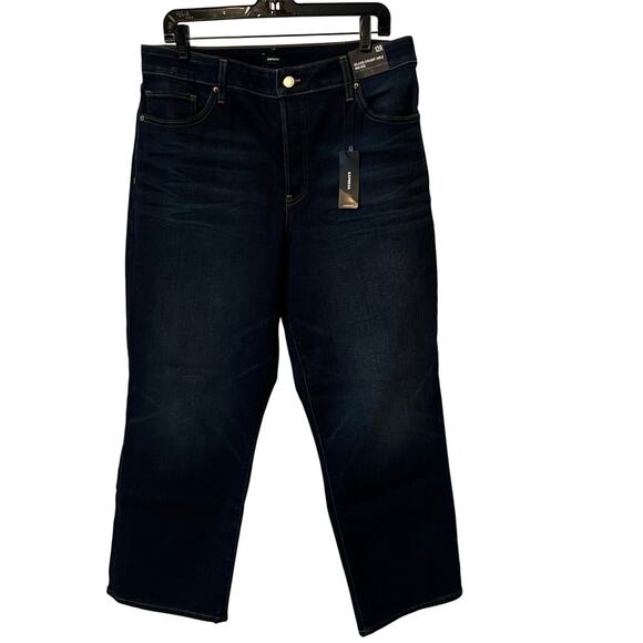 Express NWT Women's Relaxed Straight Ankle High Rise Dark Wash Jeans Size 12R - Picture 1 of 10